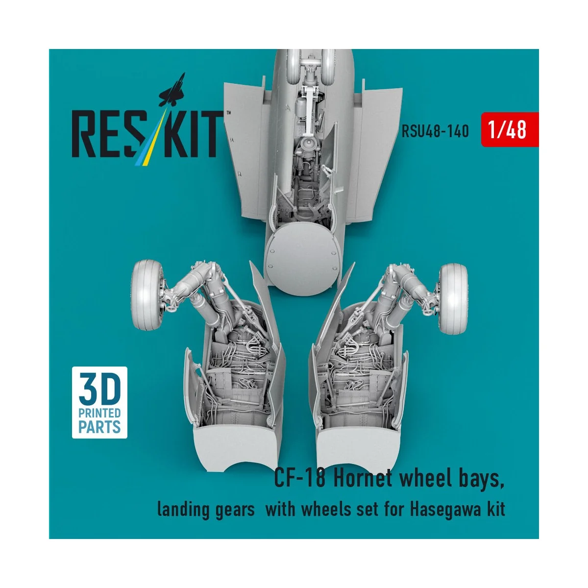 CF-18 Hornet wheel bays, landing gears with wheels set for Hasegawa...