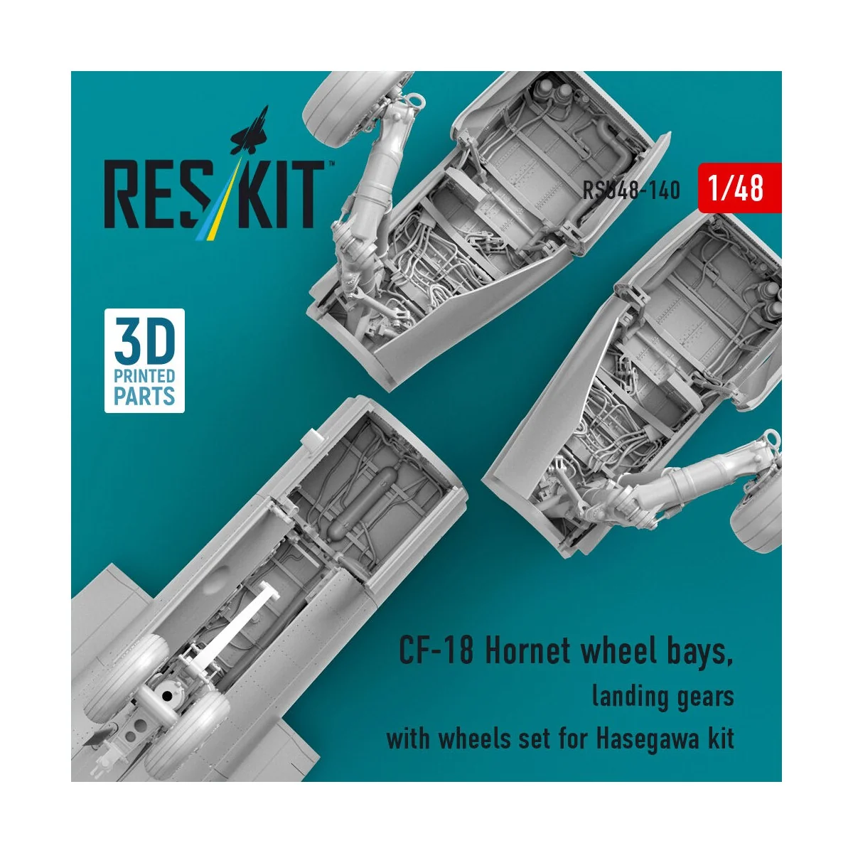 CF-18 Hornet wheel bays, landing gears with wheels set for Hasegawa...