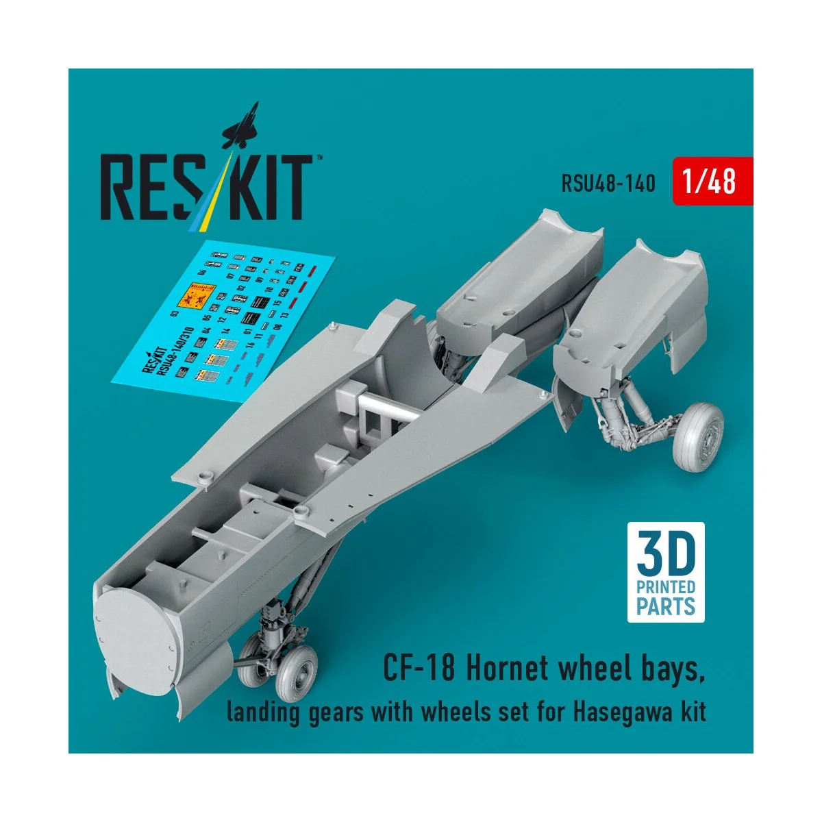 CF-18 Hornet wheel bays, landing gears with wheels set for Hasegawa...