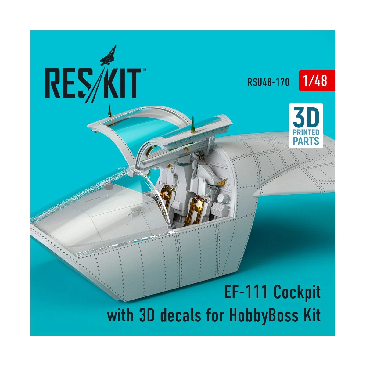 EF-111 Cockpit with 3D decals for HobbyBoss kit (3D Printed) - ResK...