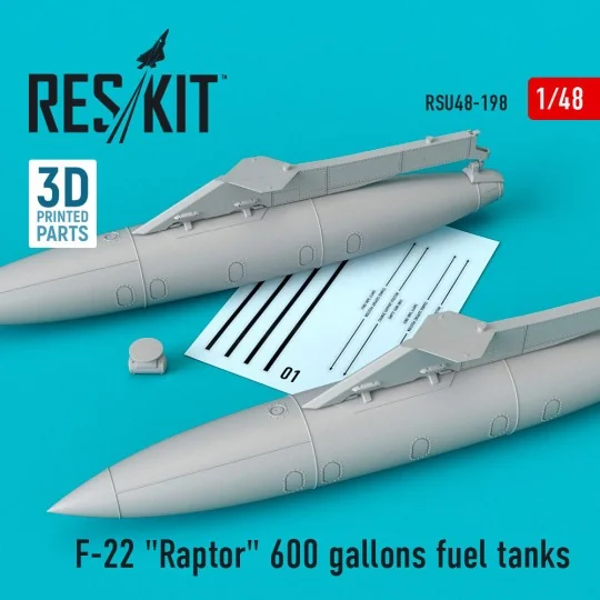 F-22 Raptor 600 gallons fuel tanks (3D Printed), 1/48 - ResKit Mode...