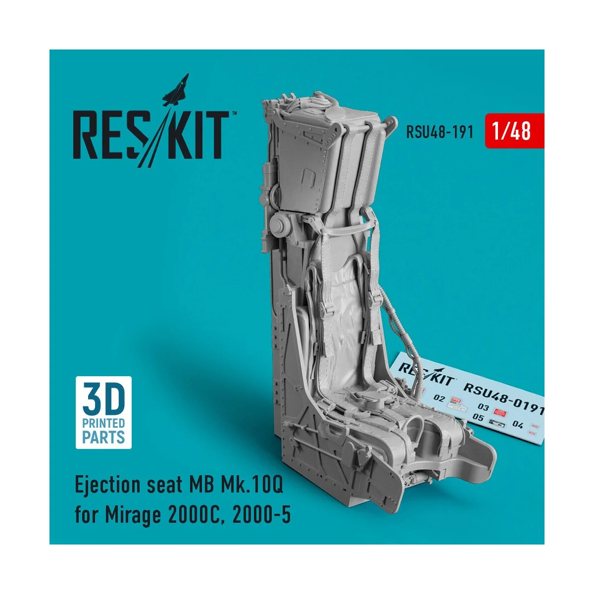 Ejection seat MB Mk.10Q for Mirage 2000C, 2000-5 (3D Printed) - Res...