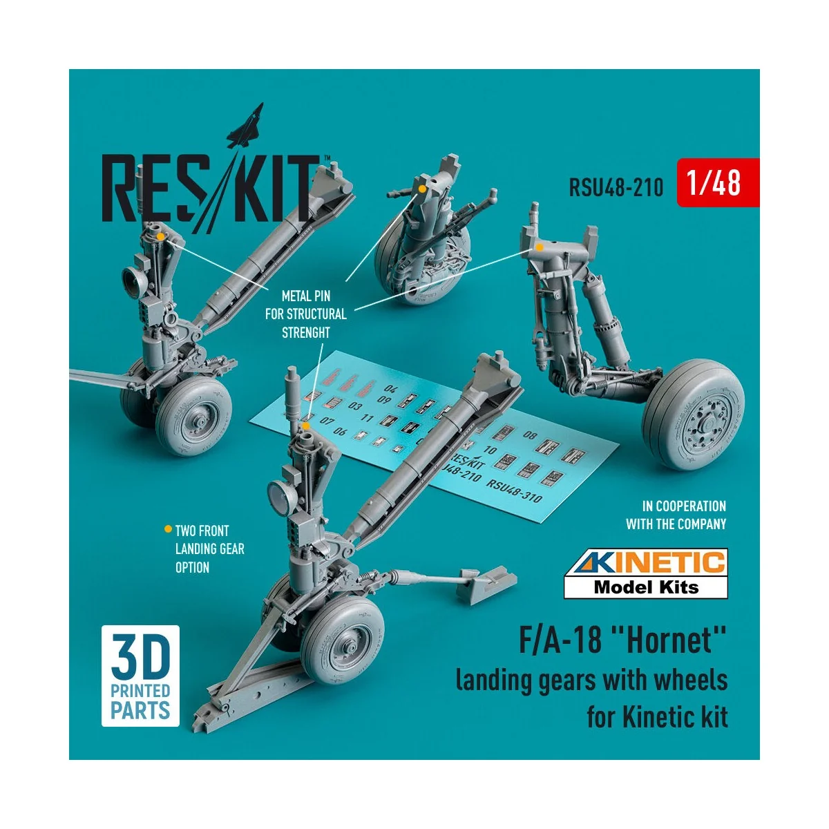 F/A-18 Hornet landing gear with wheels for Kinetic kit (3D Printed)...