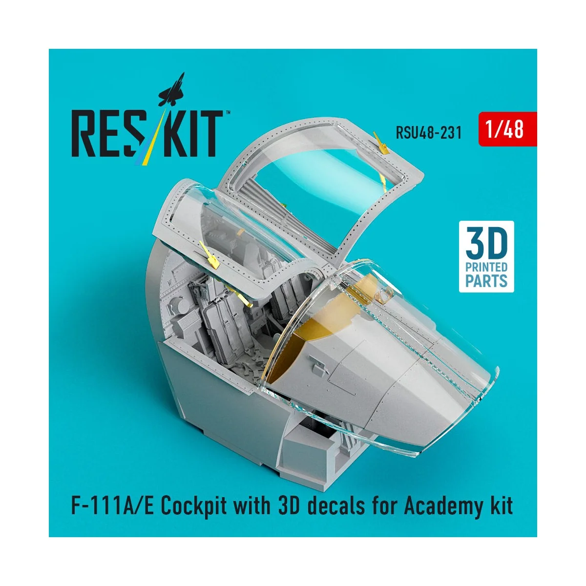 F-111A/E Cockpit with 3D decals for Academy kit (3D Printed), 1/48 ...