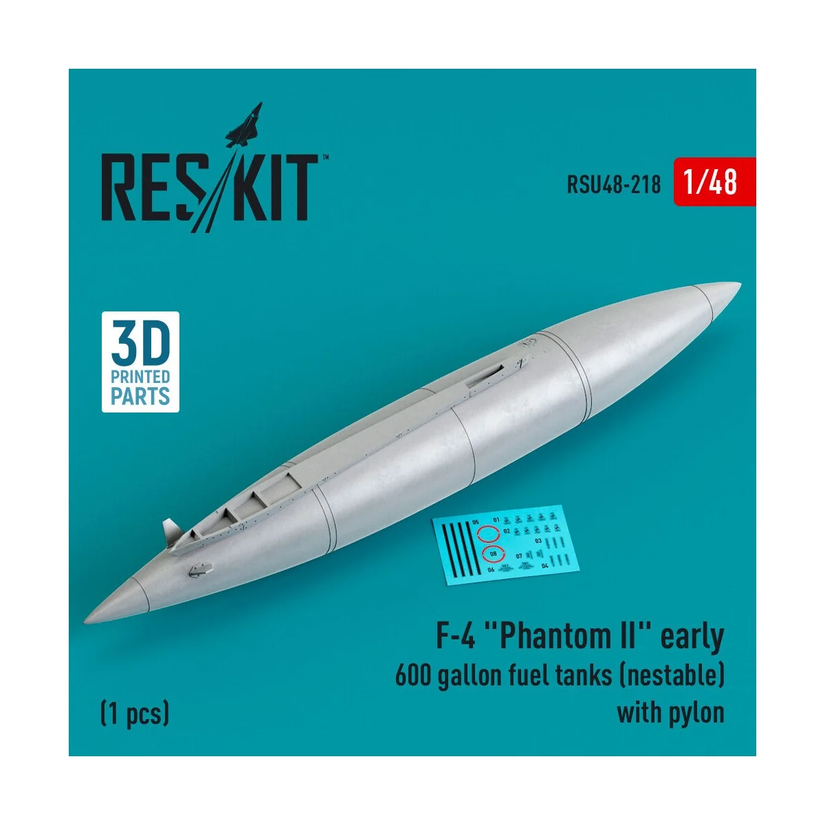 F-4 Phantom II early 600 gallon fuel tanks (nestable) with pylon (1... F-4 Phantom II early 600 gallon fuel tanks (nestable) with pylon (1...