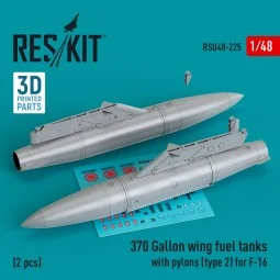 370 Gallon wing fuel tanks with pylons (type 2) for F-16 (A/B/C/D/E...