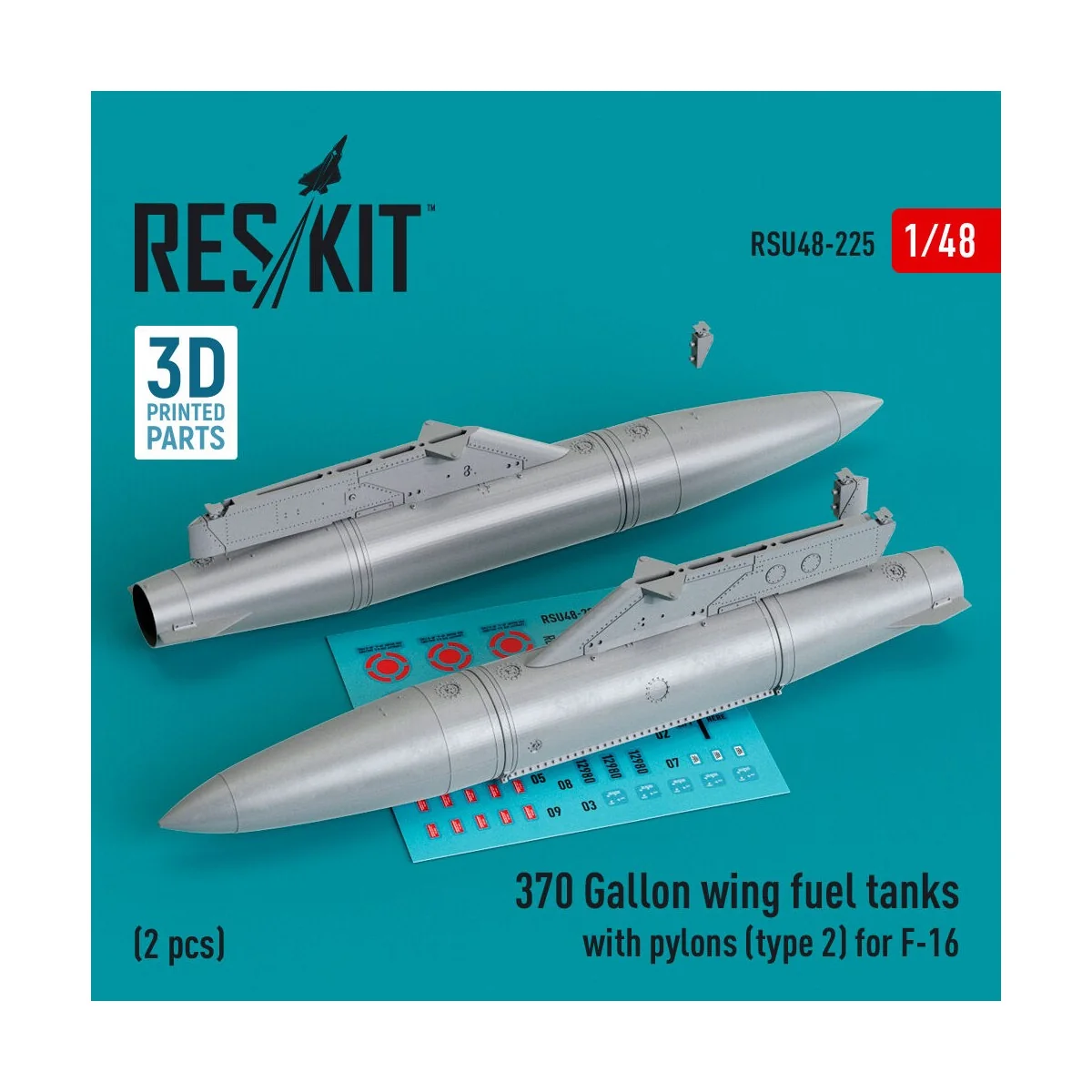 370 Gallon wing fuel tanks with pylons (type 2) for F-16 (A/B/C/D/E...
