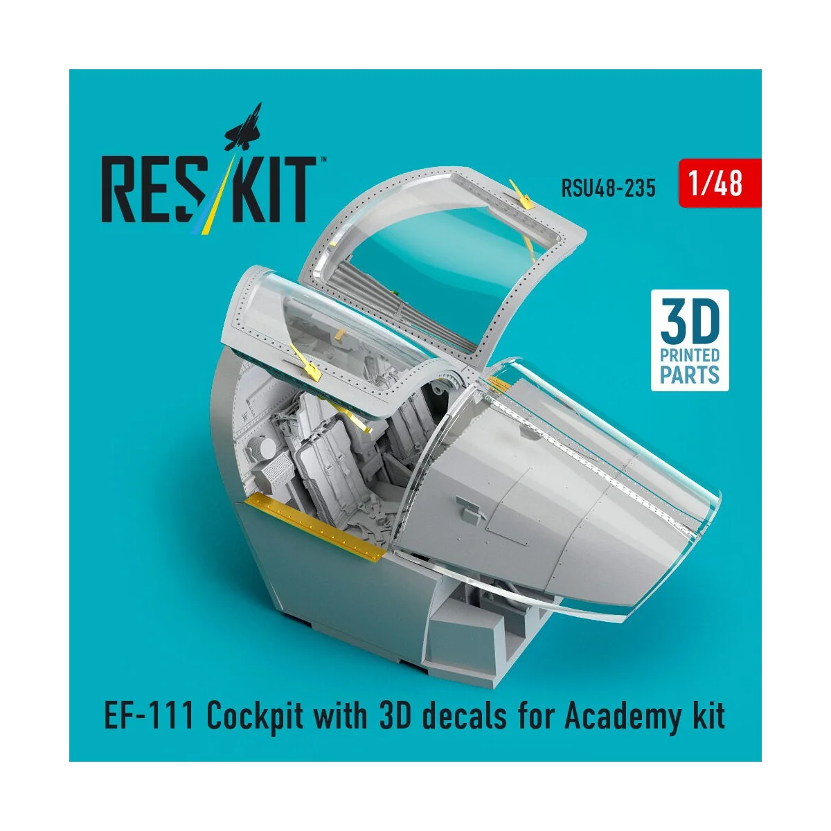 EF-111 Cockpit with 3D decals for Academy kit (3D Printed), 1/48 - ... EF-111 Cockpit with 3D decals for Academy kit (3D Printed), 1/48 - ...