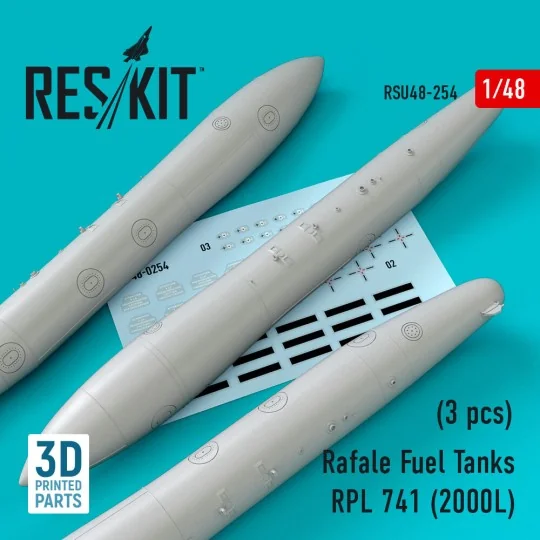 Rafale Fuel Tanks RPL 741 (2000L) (3 pcs) (3D Printed), 1/48 - ResK... Rafale Fuel Tanks RPL 741 (2000L) (3 pcs) (3D Printed), 1/48 - ResK...