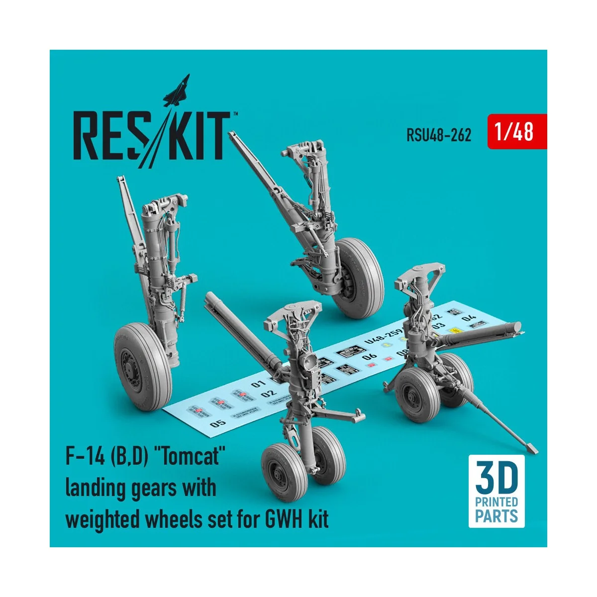 F-14 (A, B, D) Tomcat landing gears with weighted wheels set for GW... F-14 (A, B, D) Tomcat landing gears with weighted wheels set for GW...