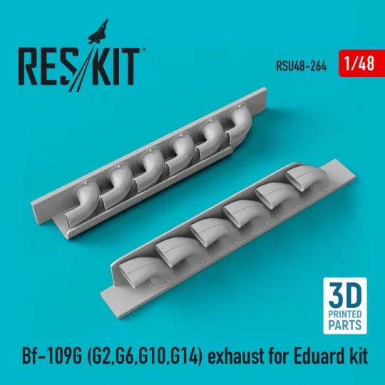 Bf-109G (G2, G6, G10, G14) exhaust for Eduard kit (3D Printed), 1/4... Bf-109G (G2, G6, G10, G14) exhaust for Eduard kit (3D Printed), 1/4...