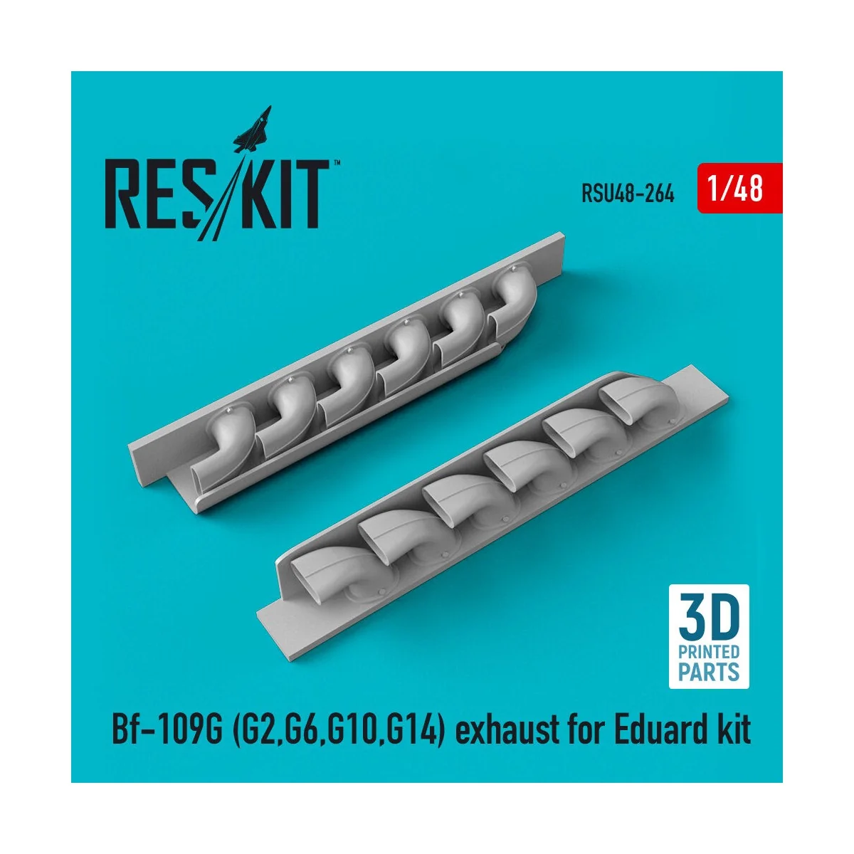 Bf-109G (G2, G6, G10, G14) exhaust for Eduard kit (3D Printed), 1/4... Bf-109G (G2, G6, G10, G14) exhaust for Eduard kit (3D Printed), 1/4...