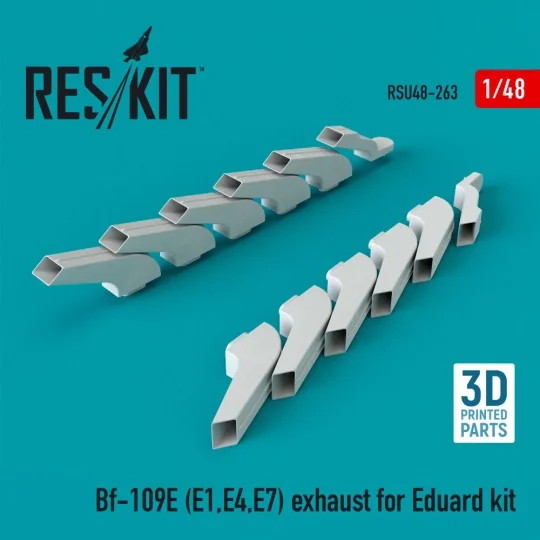 Bf-109E (E1,E4,E7) exhaust for Eduard kit (3D Printed) - ResKit Mod...