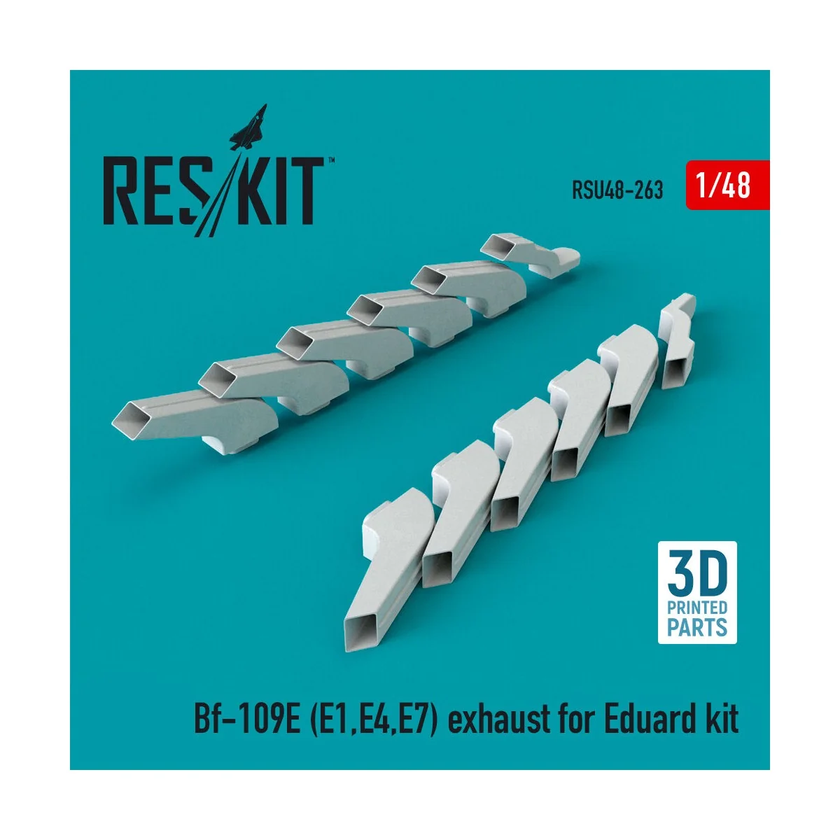 Bf-109E (E1, E4, E7) exhaust for Eduard kit (3D Printed), 1/48 - Re...