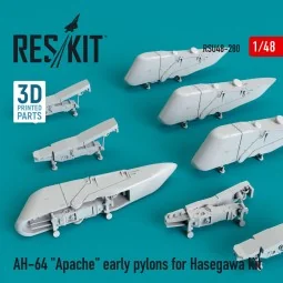 AH-64 Apache early pylons for Hasegawa kit (3D Printed) - ResKit Mo...