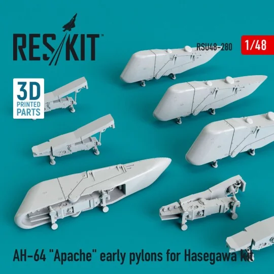 AH-64 Apache early pylons for Hasegawa kit (3D Printed) - ResKit Mo...
