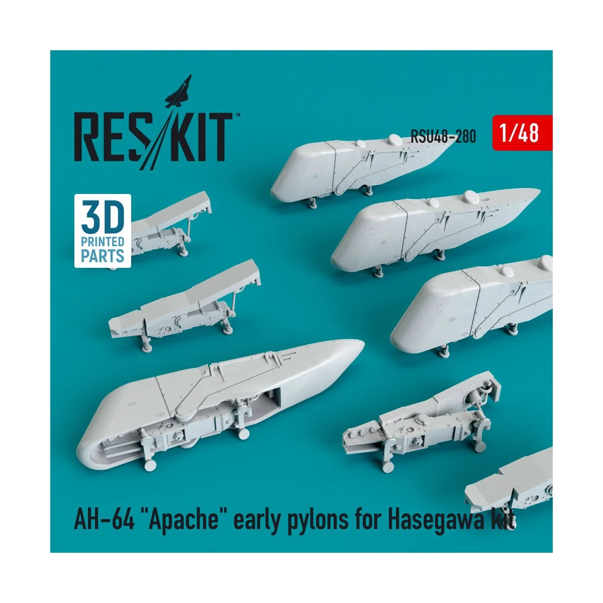 AH-64 Apache early pylons for Hasegawa kit (3D Printed) - ResKit Mo...