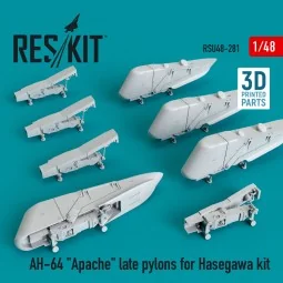 AH-64 Apache late pylons for Hasegawa kit (3D Printed) - ResKit Mod...