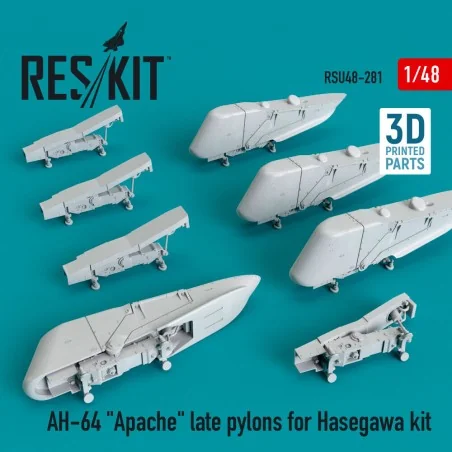 AH-64 Apache late pylons for Hasegawa kit (3D Printed), 1/48 - ResK...