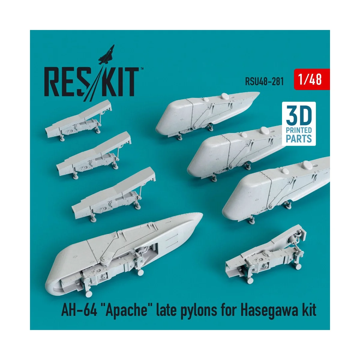 AH-64 Apache late pylons for Hasegawa kit (3D Printed), 1/48 - ResK...