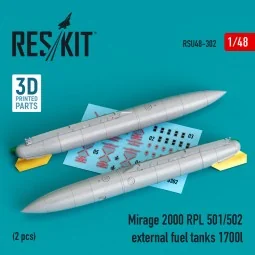 Mirage 2000 RPL 501/502 external fuel tanks 1700lt (2 pcs) (3D Prin...