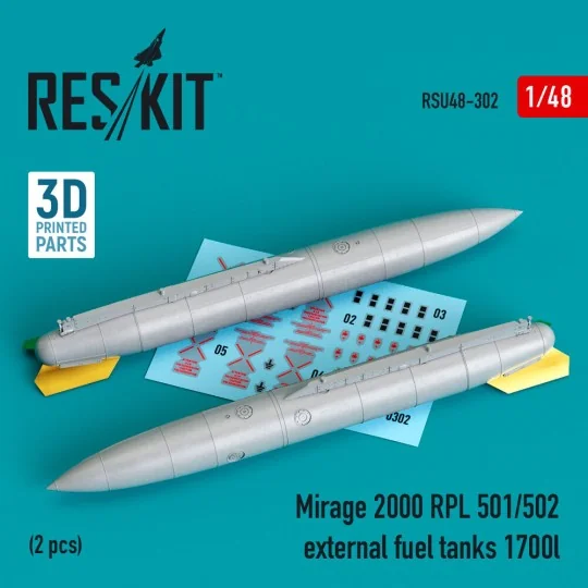 Mirage 2000 RPL 501/502 external fuel tanks 1700lt (2 pcs) (3D Prin... Mirage 2000 RPL 501/502 external fuel tanks 1700lt (2 pcs) (3D Prin...