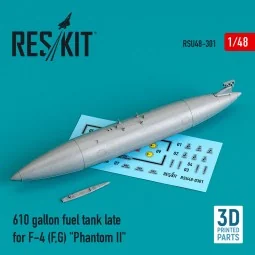 610 gallon fuel tank late F-4 (F, G) Phantom II (3D Printed), 1/48 ...