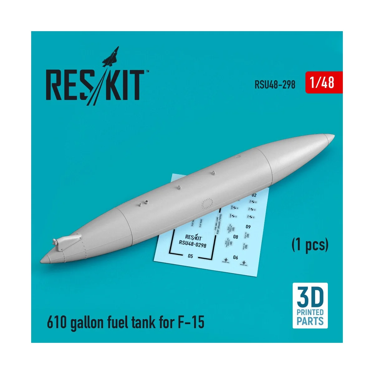 610 gallon fuel tank for F-15 (1 pcs) (3D Printed), 1/48 - ResKit M... 610 gallon fuel tank for F-15 (1 pcs) (3D Printed), 1/48 - ResKit M...