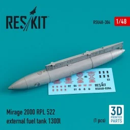 Mirage 2000 RPL 522 external fuel tank 1300lt (3D Printed) - ResKit...