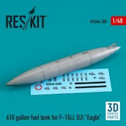 610 gallon fuel tank for F-15(J, DJ) Eagle (3D Printed), 1/48 - Res...
