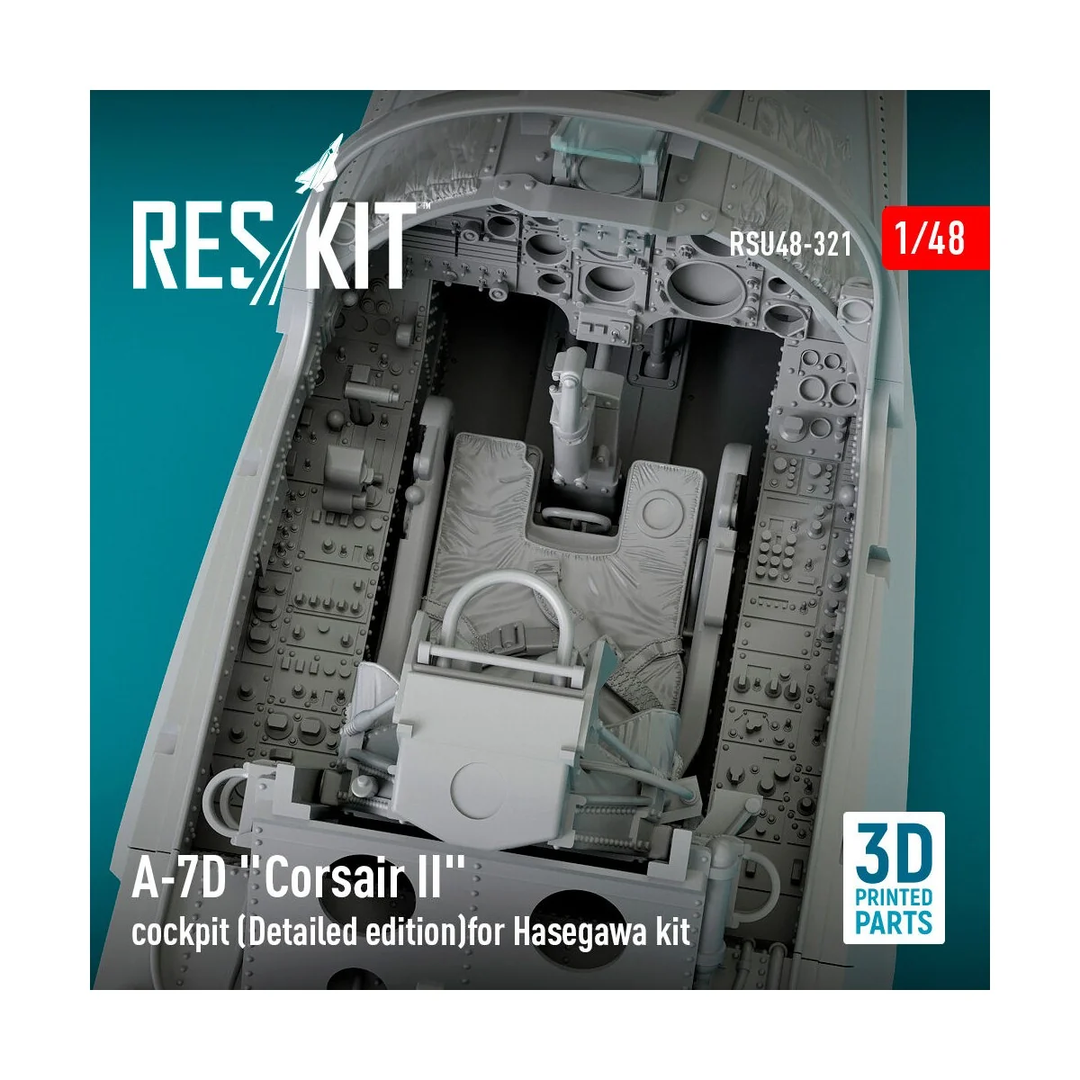 A-7D Corsair II cockpit (Detailed edition) for Hasegawa kit (3D Pri...