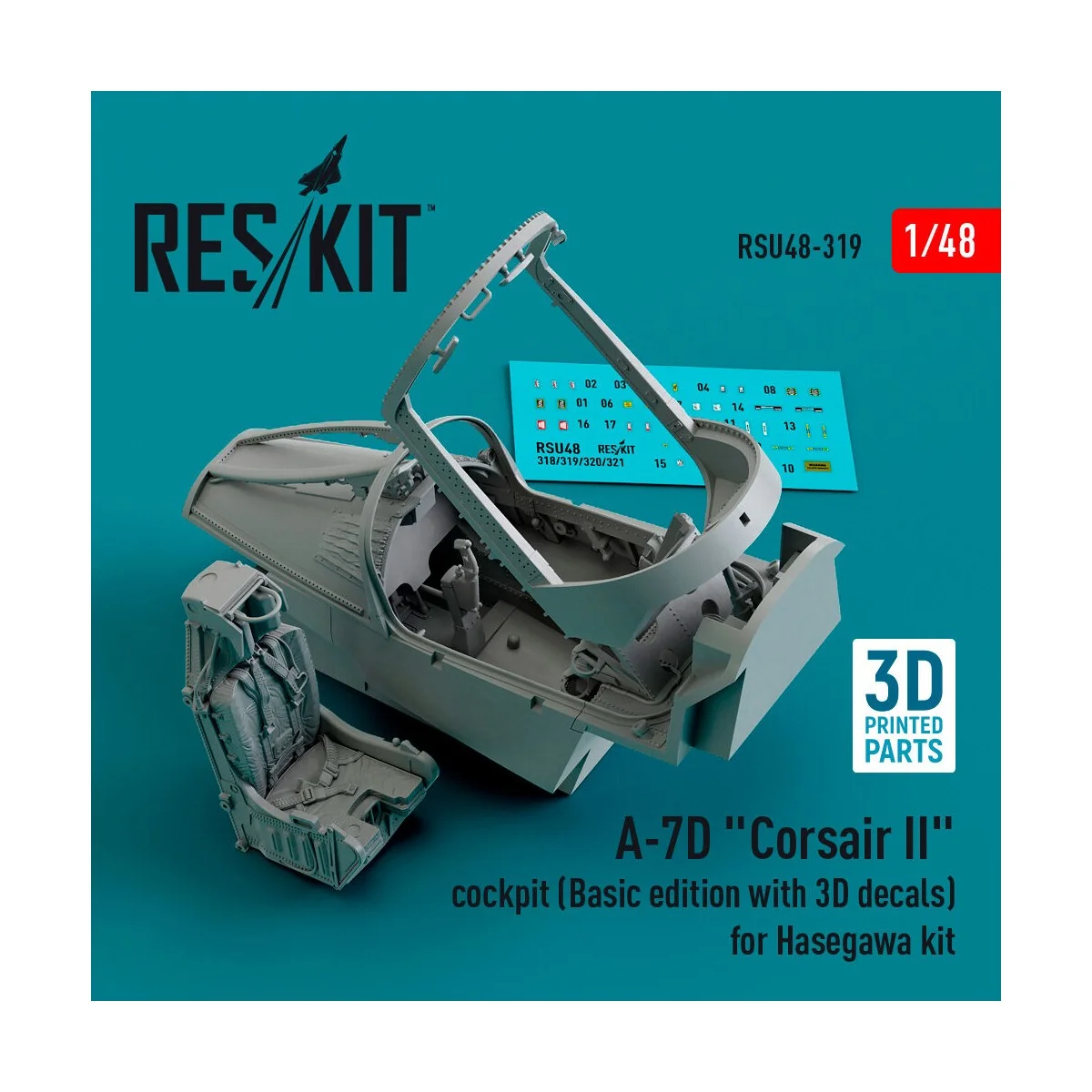 A-7D Corsair II cockpit (Basic edition with 3D decals) for Hasegawa...
