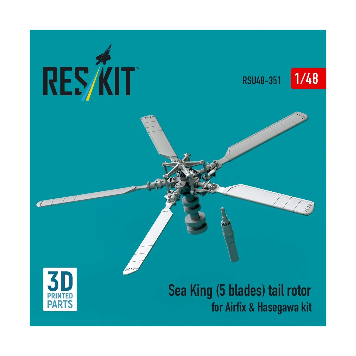 Sea King (5 blades) tail rotor for Airfix & Hasegawa kit (3D printe...