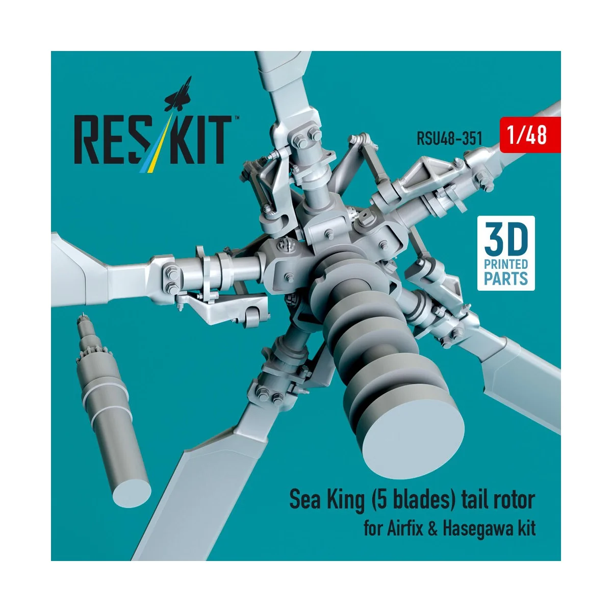 Sea King (5 blades) tail rotor for Airfix & Hasegawa kit (3D printe...