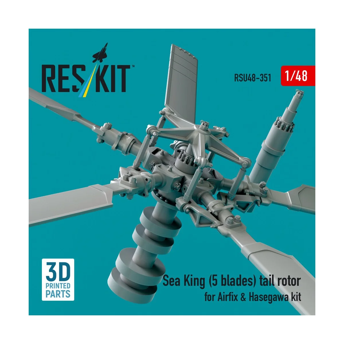 Sea King (5 blades) tail rotor for Airfix & Hasegawa kit (3D printe...