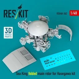 Sea King folded main rotor for Hasegawa kit (3D Printed) - ResKit M...