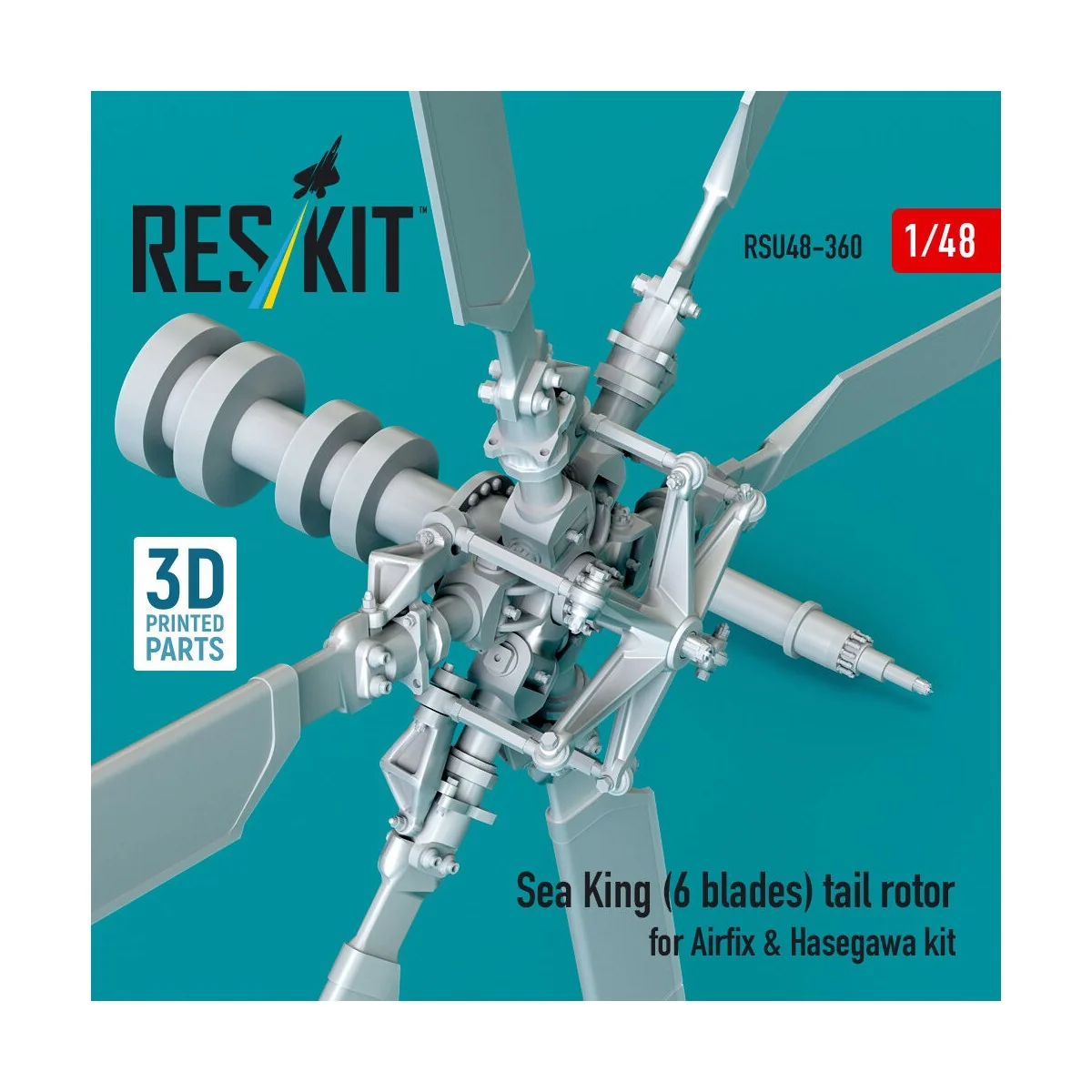 Sea King (6 blades) tail rotor for Airfix & Hasegawa kit (3D printe...