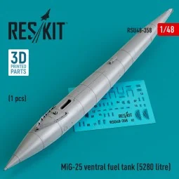 MiG-25 ventral fuel tank (5280 litre) (3D printed), 1/48 - ResKit M...