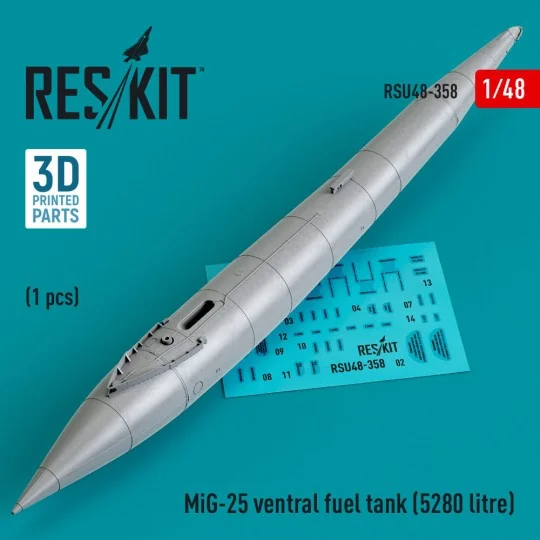 MiG-25 ventral fuel tank (5280 litre) (3D printed), 1/48 - ResKit M... MiG-25 ventral fuel tank (5280 litre) (3D printed), 1/48 - ResKit M...