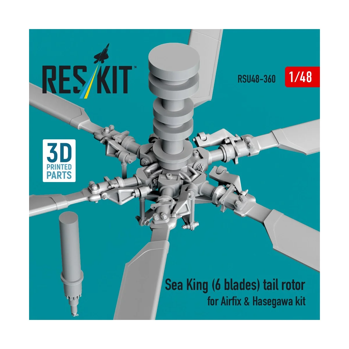 Sea King (6 blades) tail rotor for Airfix & Hasegawa kit (3D printe...