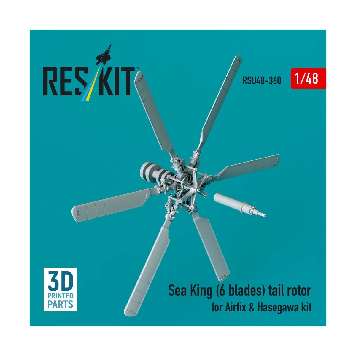 Sea King (6 blades) tail rotor for Airfix & Hasegawa kit (3D printe...
