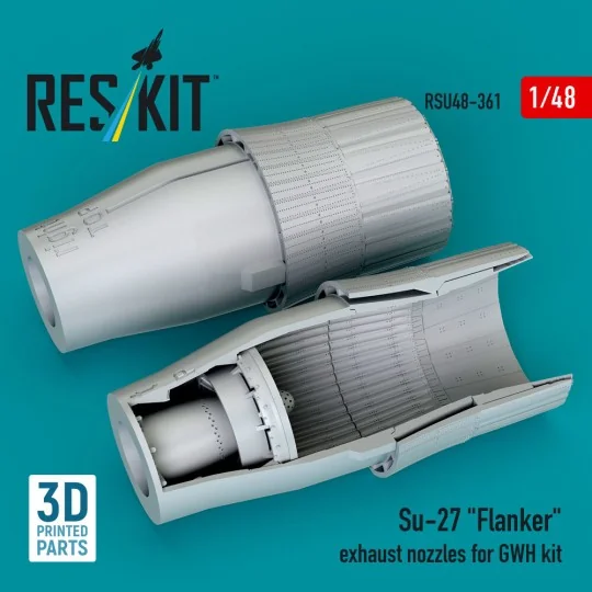 Su-27 Flanker exhaust nozzles for GWH kit (3D Printed), 1/48 - ResK... Su-27 Flanker exhaust nozzles for GWH kit (3D Printed), 1/48 - ResK...