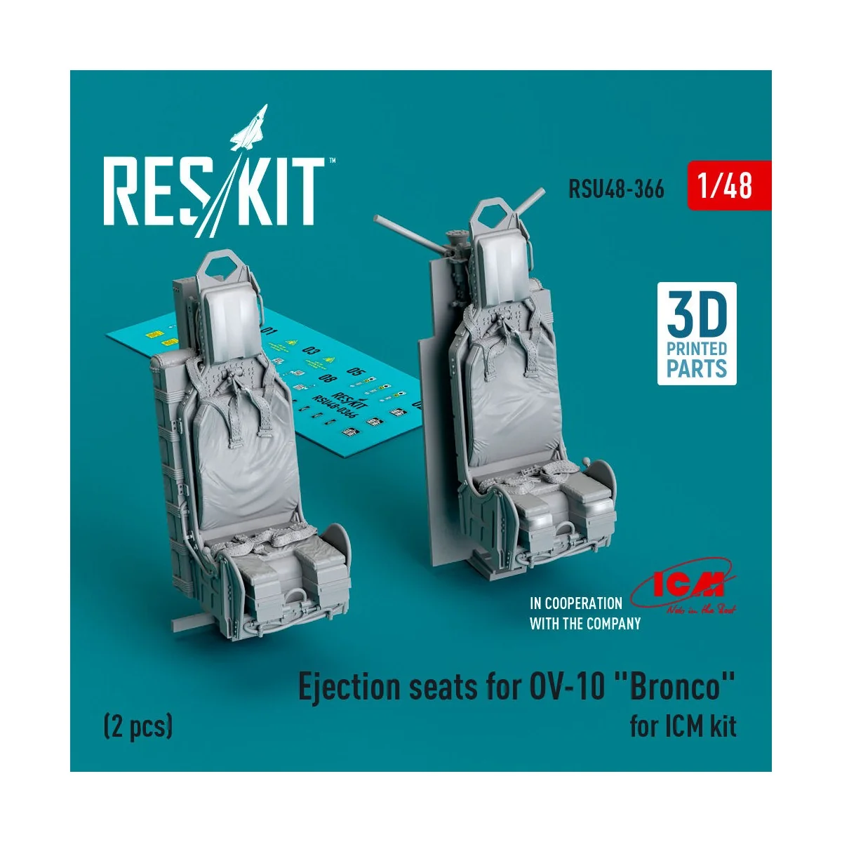 Ejection seats for OV-10 Bronco (2 pcs) for ICM kit (3D Printed), 1... Ejection seats for OV-10 Bronco (2 pcs) for ICM kit (3D Printed), 1...