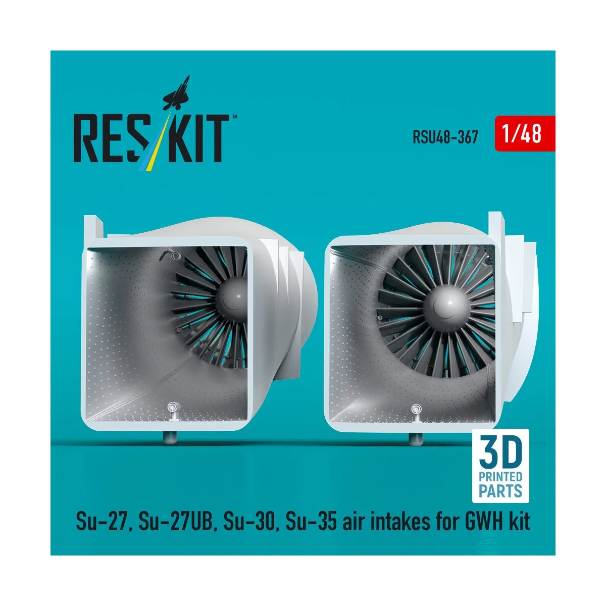 Su-27, Su-27UB,30,35 air intakes for GWH kit (3D Printed) - ResKit ...