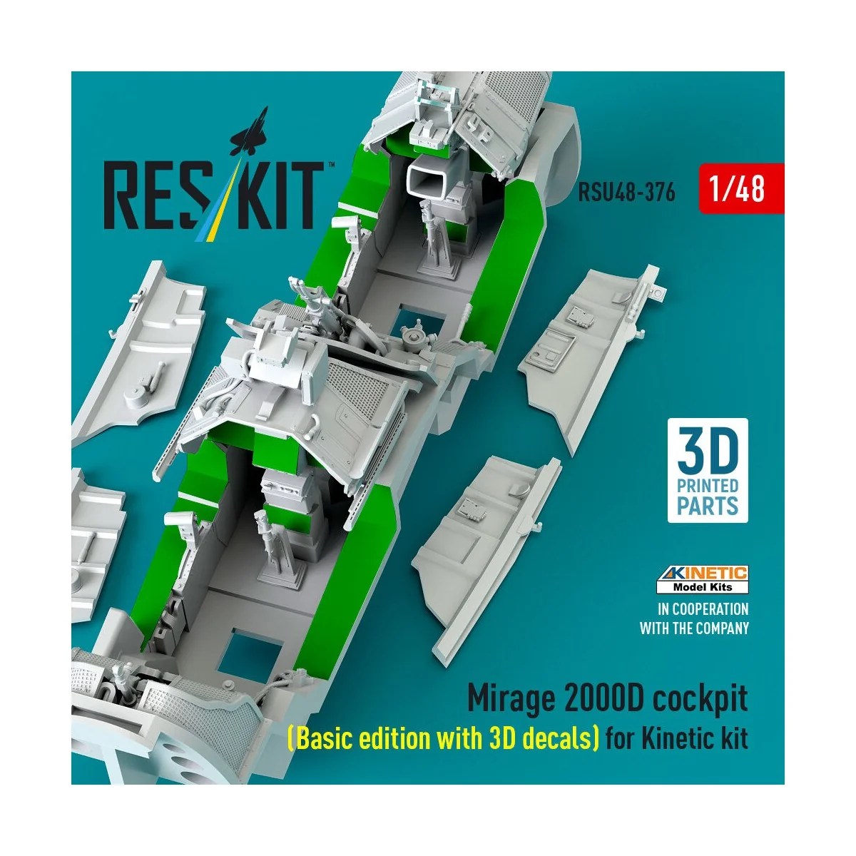Mirage 2000D cockpit (Basic edition with 3D decals) for Kinetic kit...