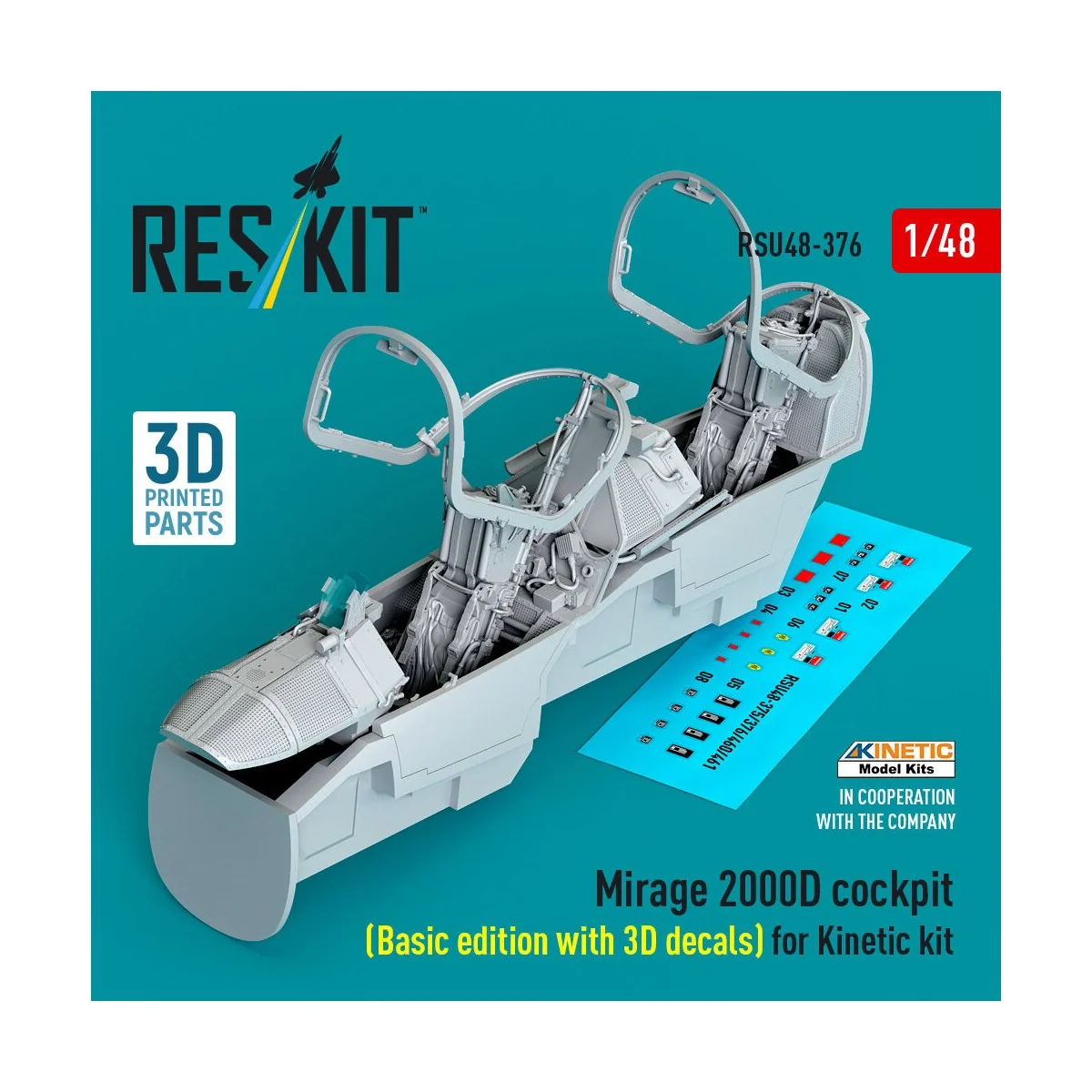 Mirage 2000D cockpit (Basic edition with 3D decals) for Kinetic kit...