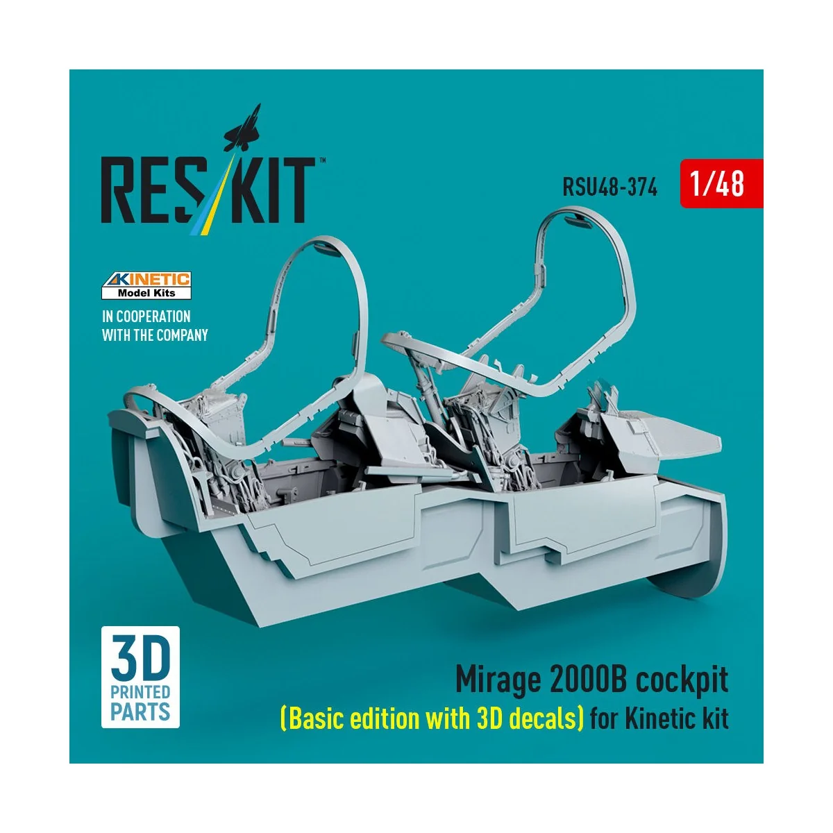 Mirage 2000B cockpit (Basic edition with 3D decals) for Kinetic kit...