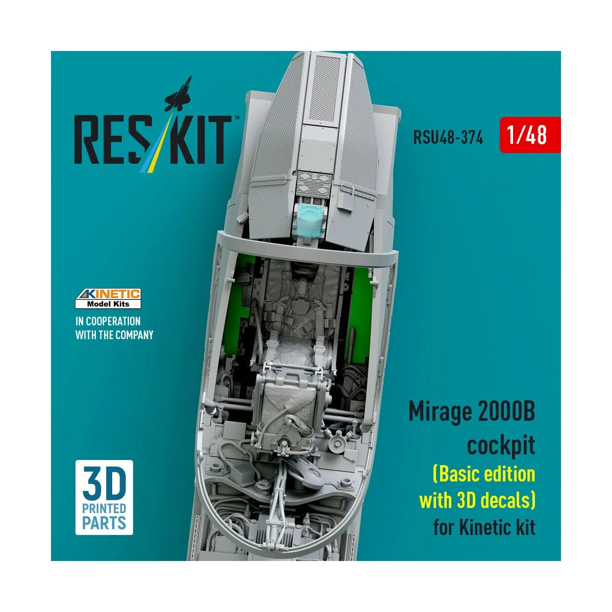 Mirage 2000B cockpit (Basic edition with 3D decals) for Kinetic kit...