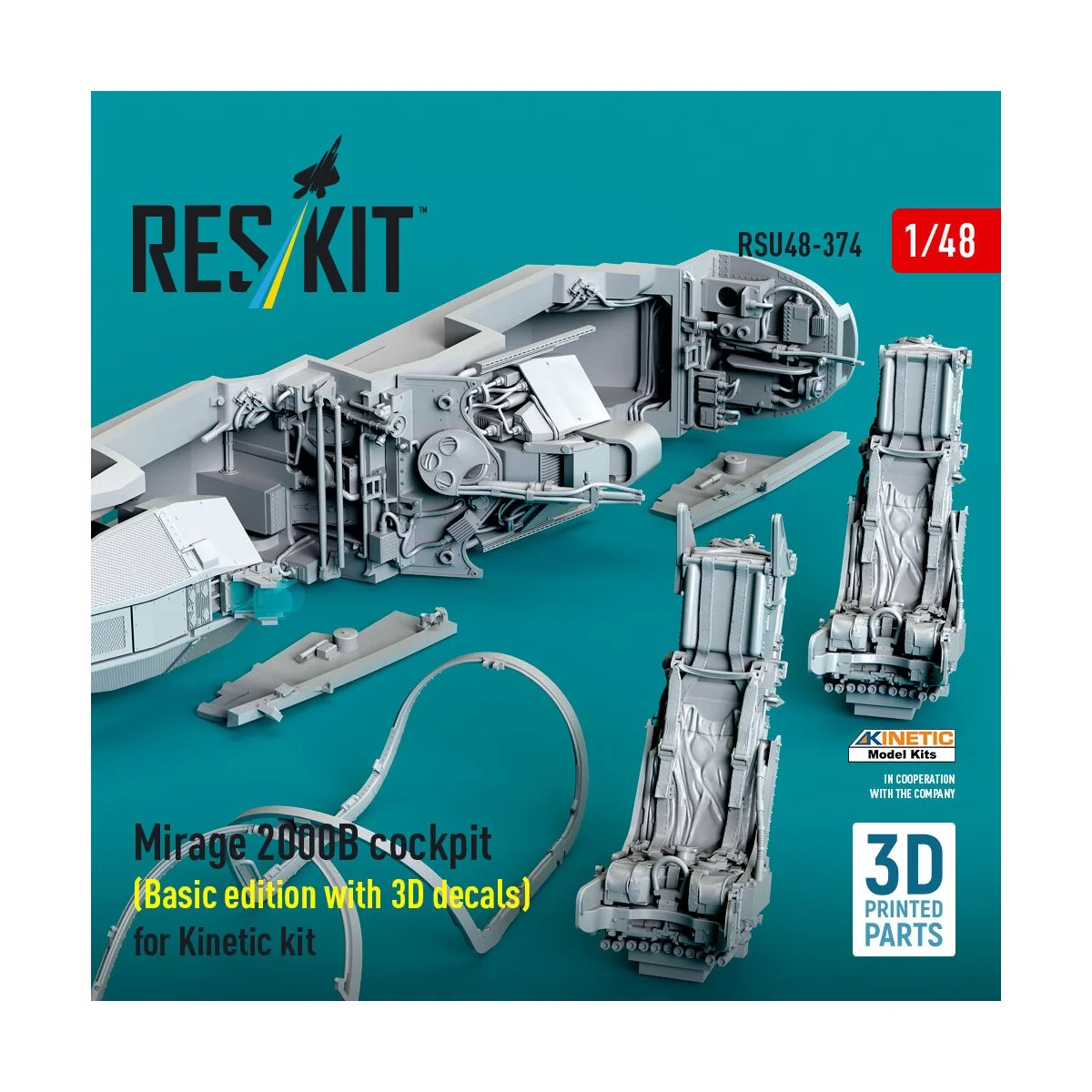 Mirage 2000B cockpit (Basic edition with 3D decals) for Kinetic kit...
