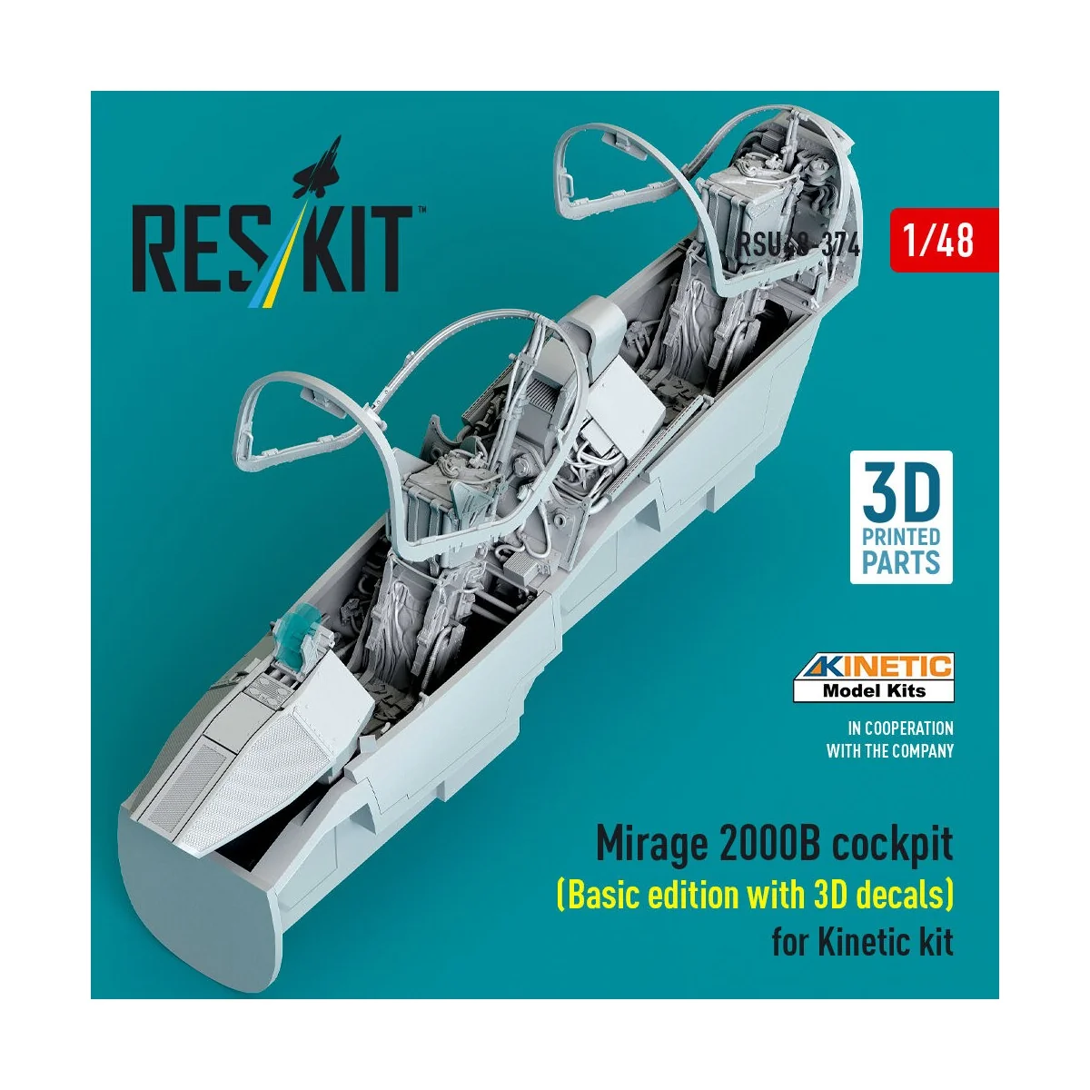 Mirage 2000B cockpit (Basic edition with 3D decals) for Kinetic kit...